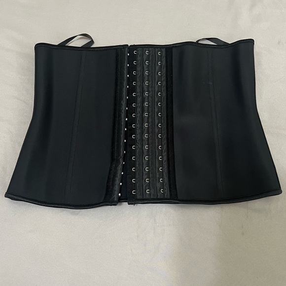 Yianna women’s black Latex waist trainer Hook And Eye size L - Picture 2 of 11